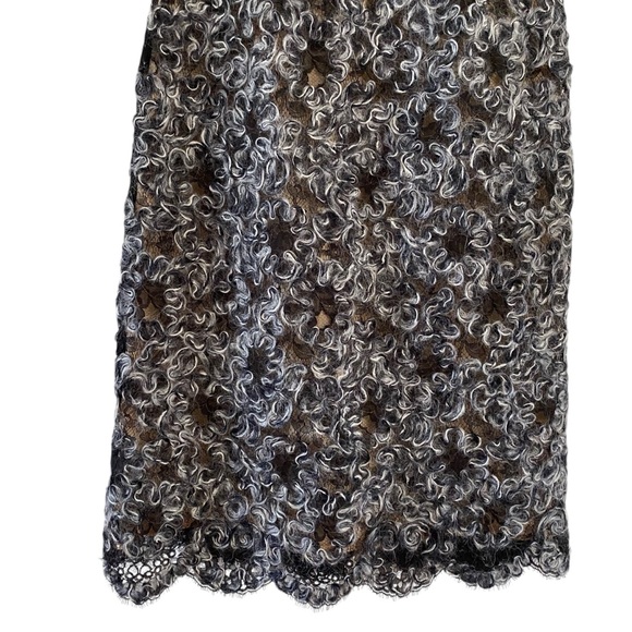 Michael Kors Italian Dress Wool Swirls Over Black Lace Silk Lining Leather Upper - Picture 4 of 14